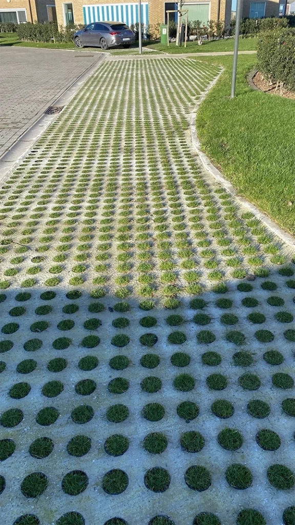DRAINIX-verharding met gras in de openingen