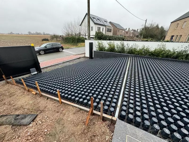 DRAINIX-systeem klaar voor de verdere betonwerken