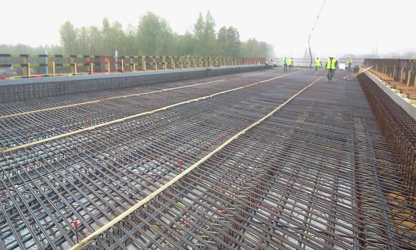 Wapening op het brugdek vóór het betonstorten